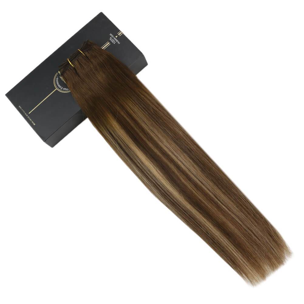 Hair Bundles for Sale Brown Mixed with Strawberry Blonde Color #4/27/4
