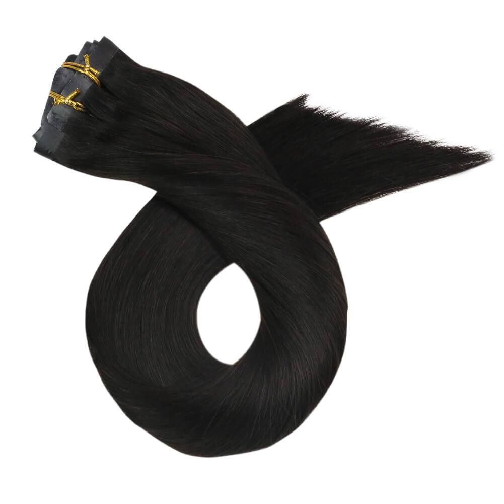 Off Black #1B PU Clip Straight Hair 7Pieces 120g Per Pack
