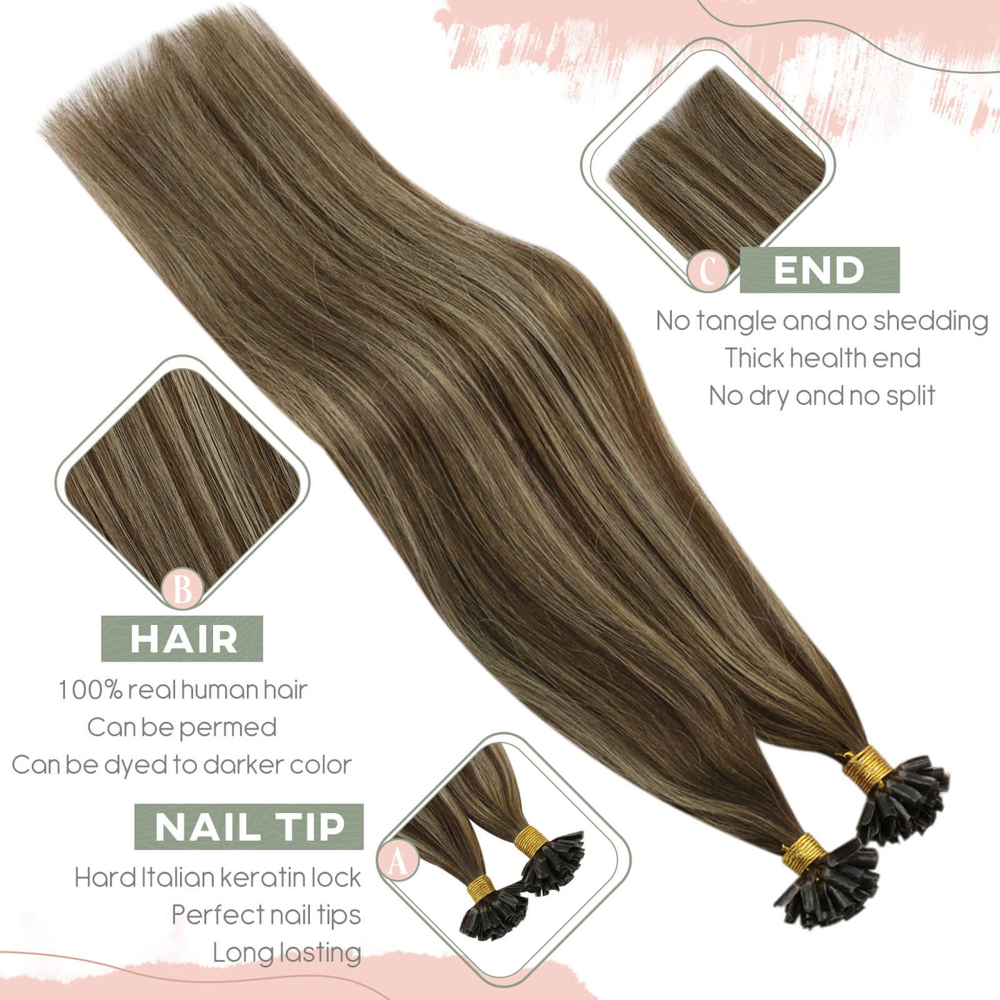 U Tip Fusion Hair Extensions Human Hair