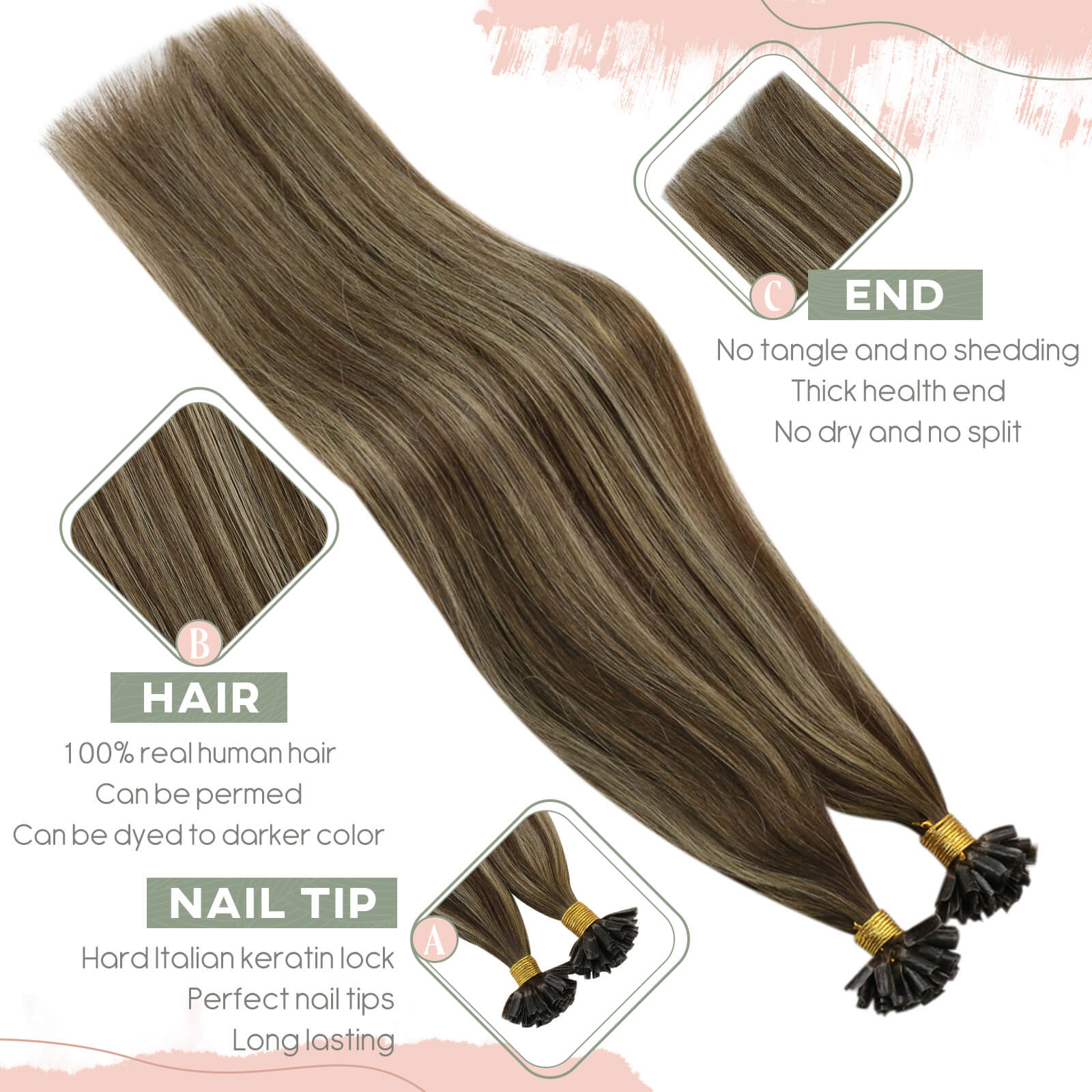 U Tip Fusion Hair Extensions Human Hair