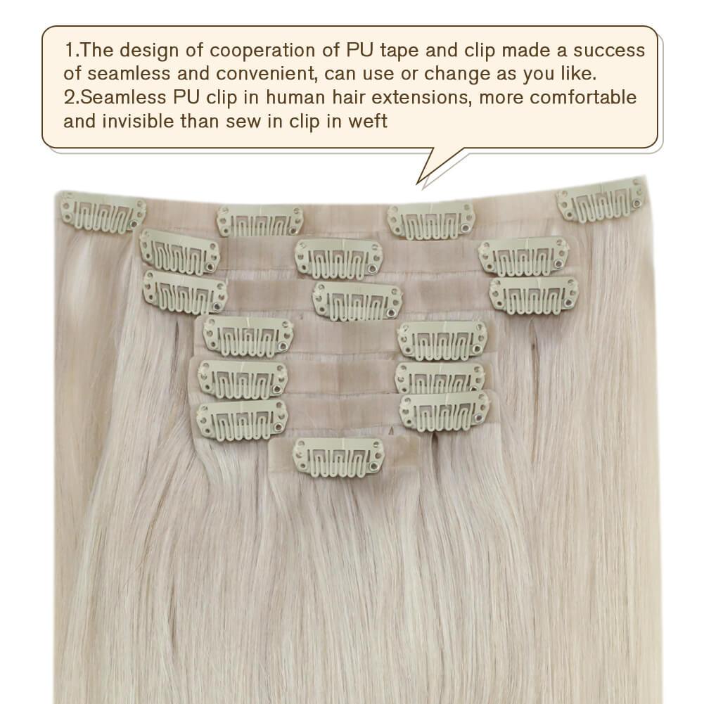 #60A Long Hair 24inch 7Pieces 120g PU Clip Extensions Double Weft