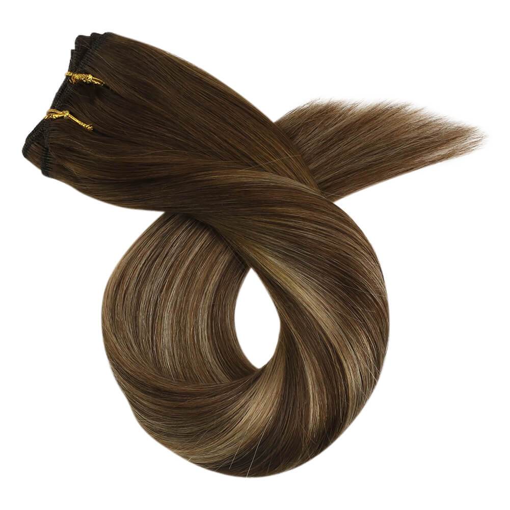 Hair Bundles for Sale Brown Mixed with Strawberry Blonde Color #4/27/4