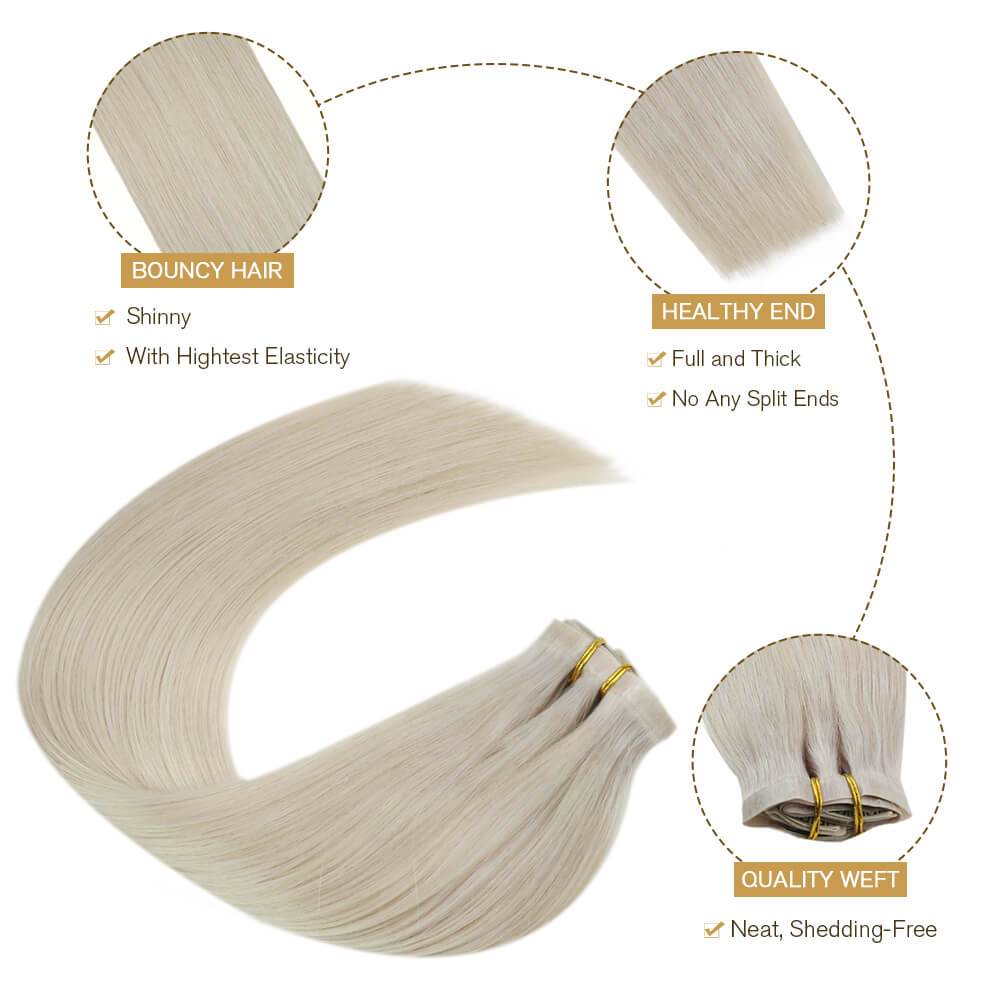 Remy Hair Extensions Full Head 7Pieces 120g PU Clip Extensions