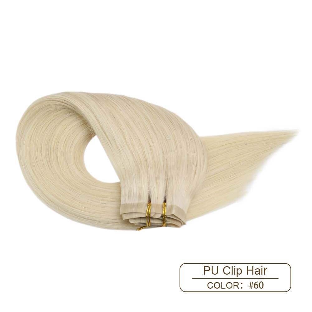 Clip in Hair Extensions Blonde Hair PU Clip in