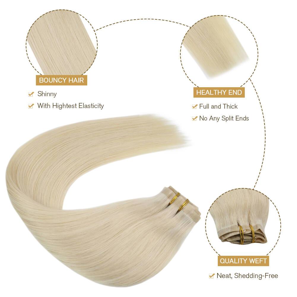 Clip in Human Hair Extensions Blonde Human Hair