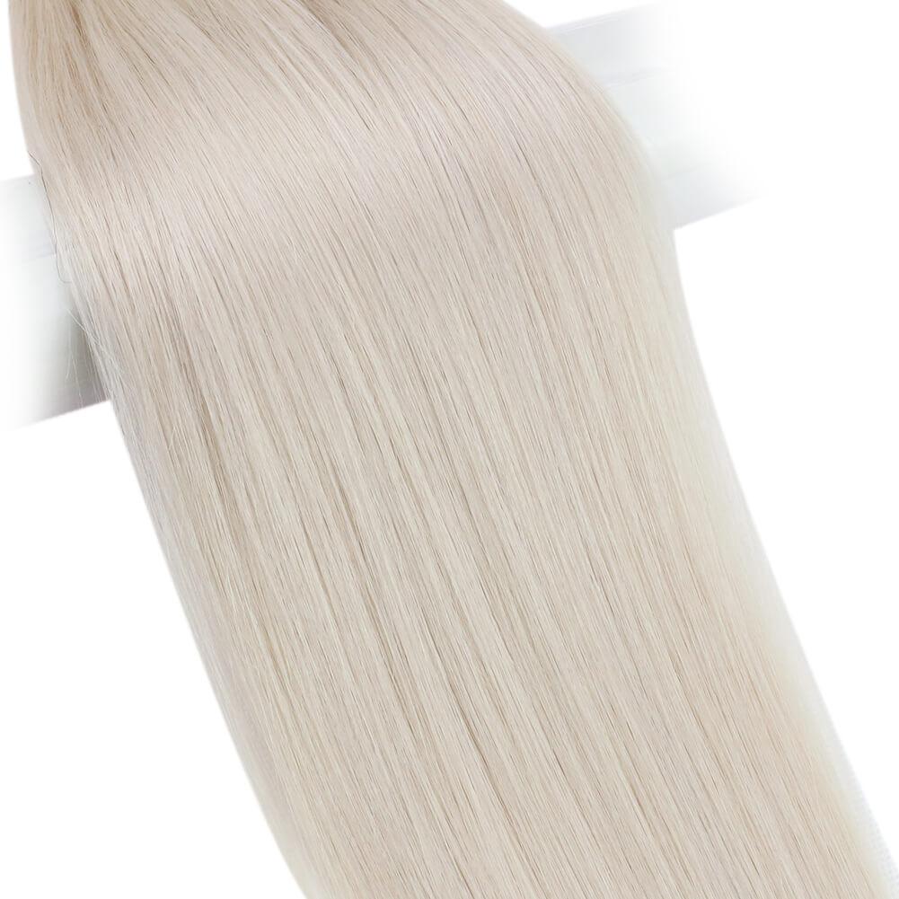 Virgin Human Hair Weft Extensions White Blonde Real Hair Extensions