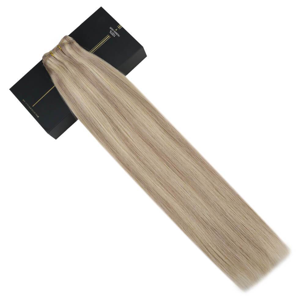 Weft Hair Extensions Sew in Two Blonde Colors 100% Human Hair #18/613