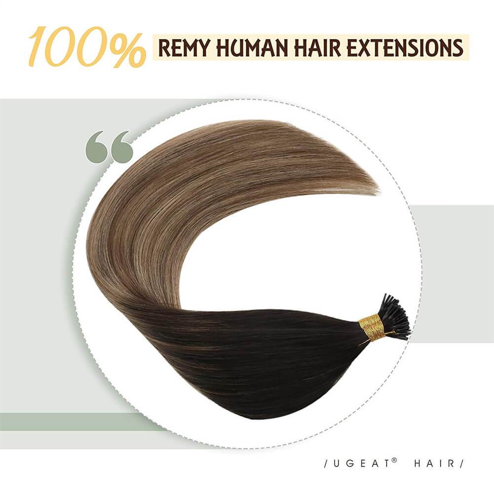 I Tip Human Hair Extensions Balayage Brown #2/6/12