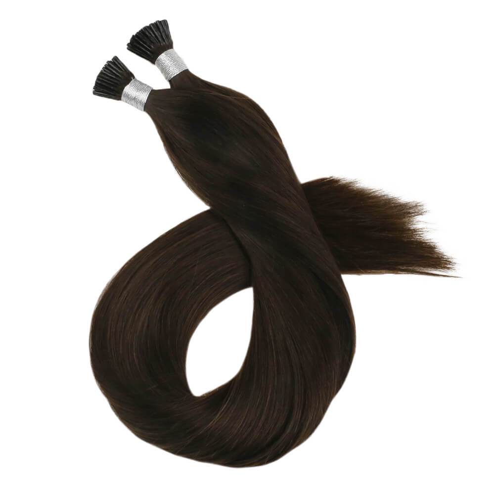 Virgin Hair Pre Bonded Hair Extensions Darkest Brown I Tip Hair #2