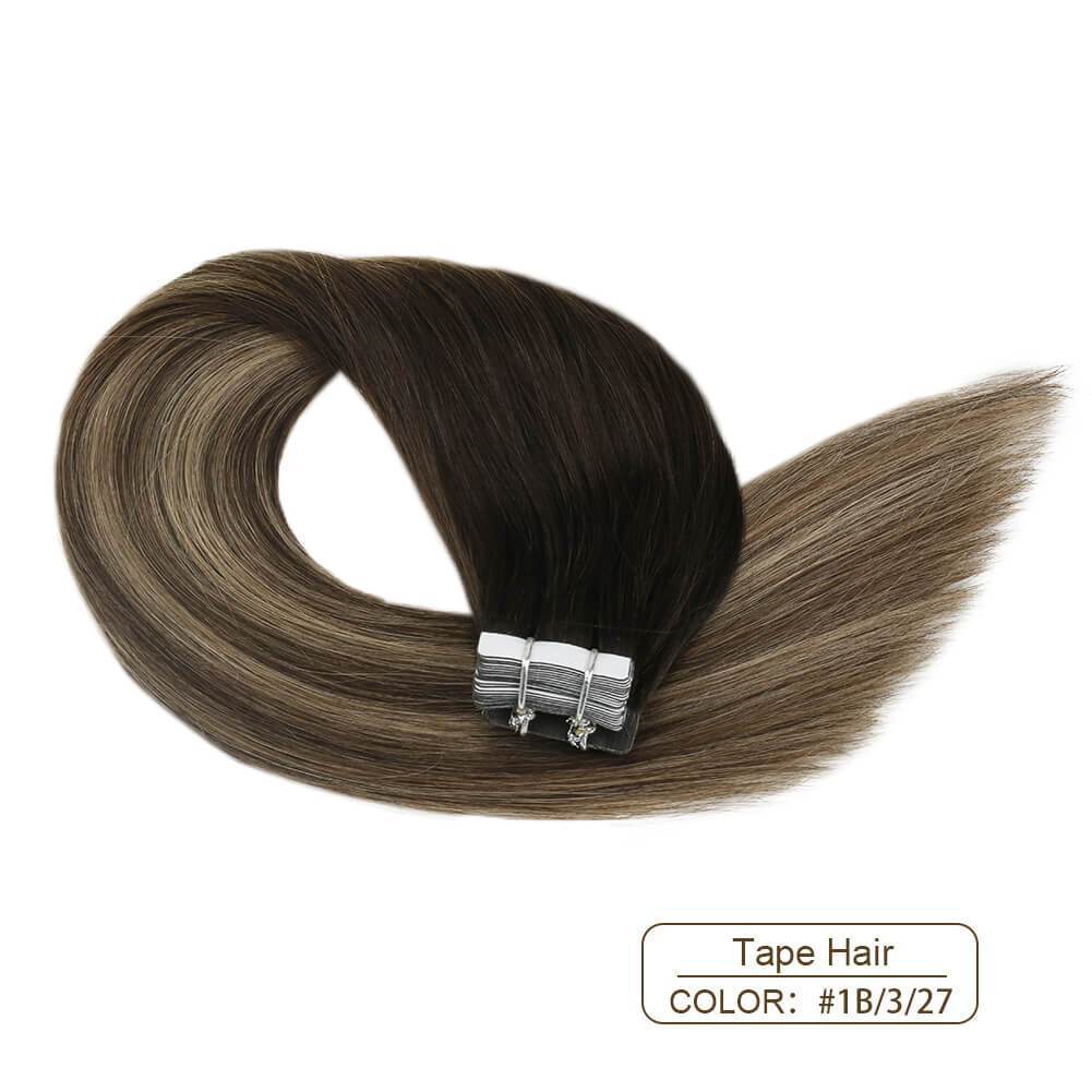 Hand Tied Double Tape Hair Extension Wavy Hair Tape in Hair Extensions
