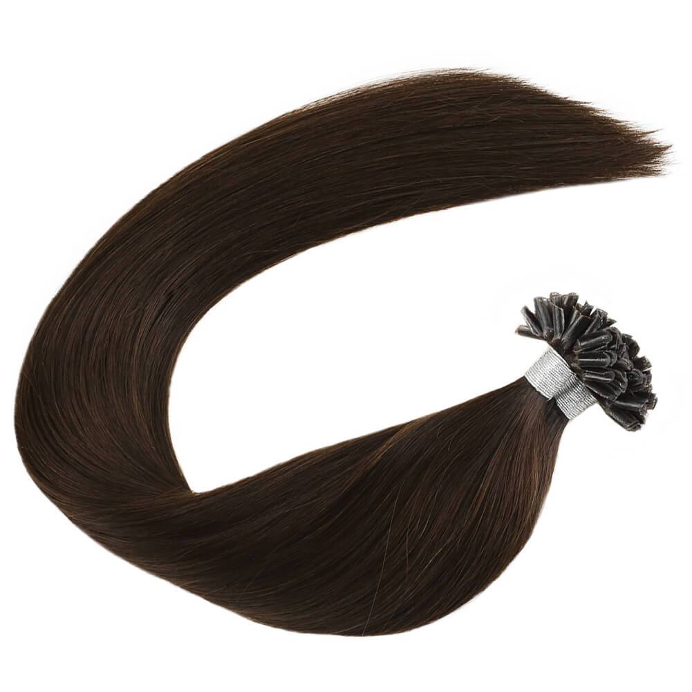 Darkest Brown #2 Utip Keratin Hair Extensions Human Hair