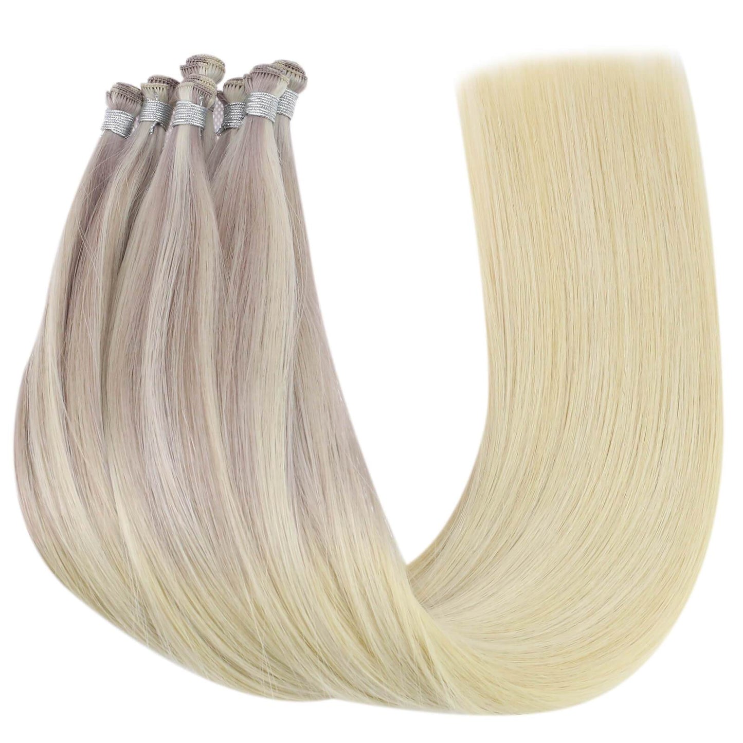Balayage Ombre Ash Blonde with Light Blonde 100% Virgin Hair Wefts Sew in