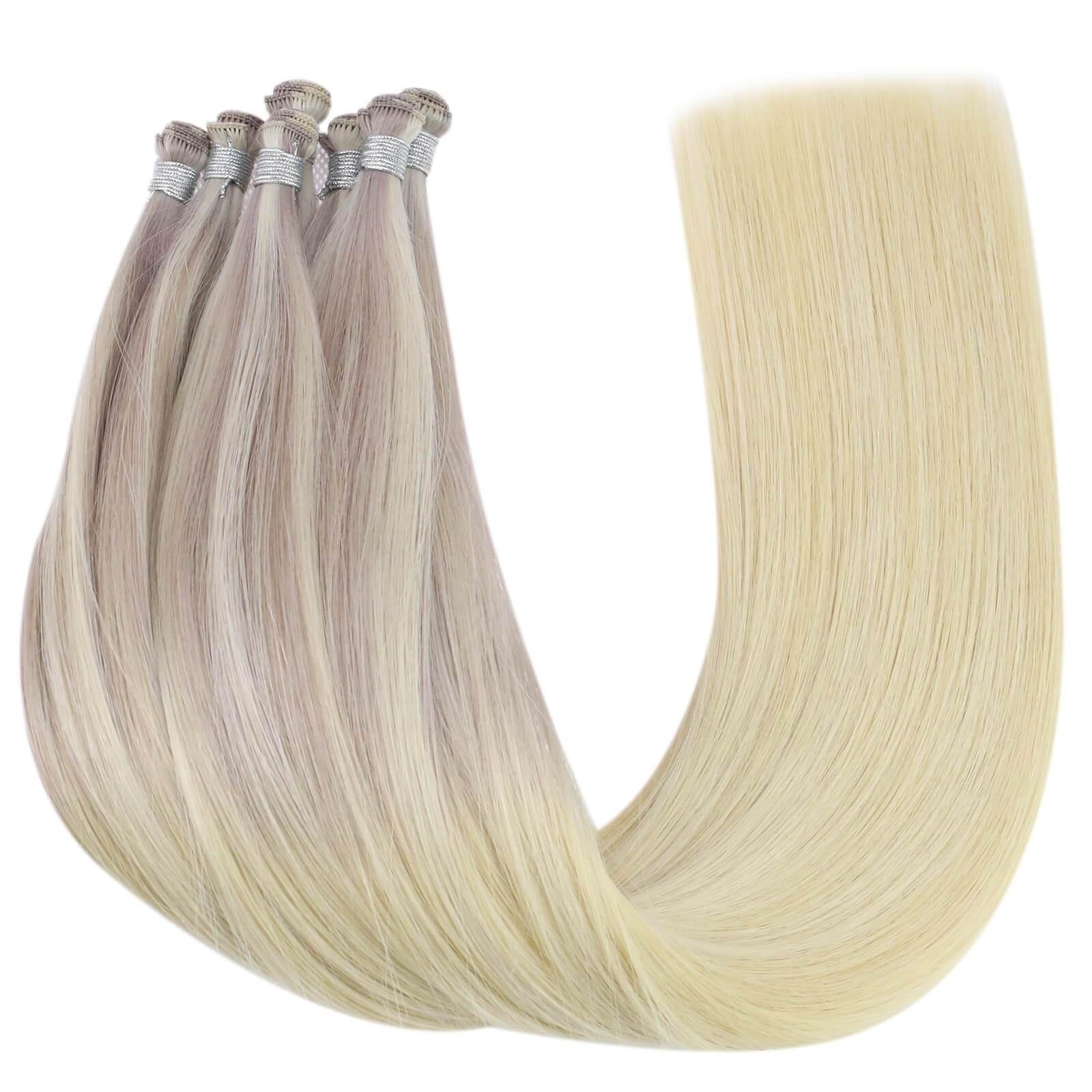 Balayage Ombre Ash Blonde with Light Blonde 100% Virgin Hair Wefts Sew in