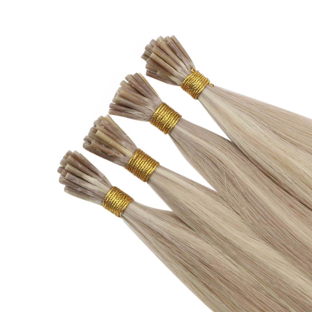 Virgin Real Human Itip Hair Extensions Ash Blonde with Blonde P18/613