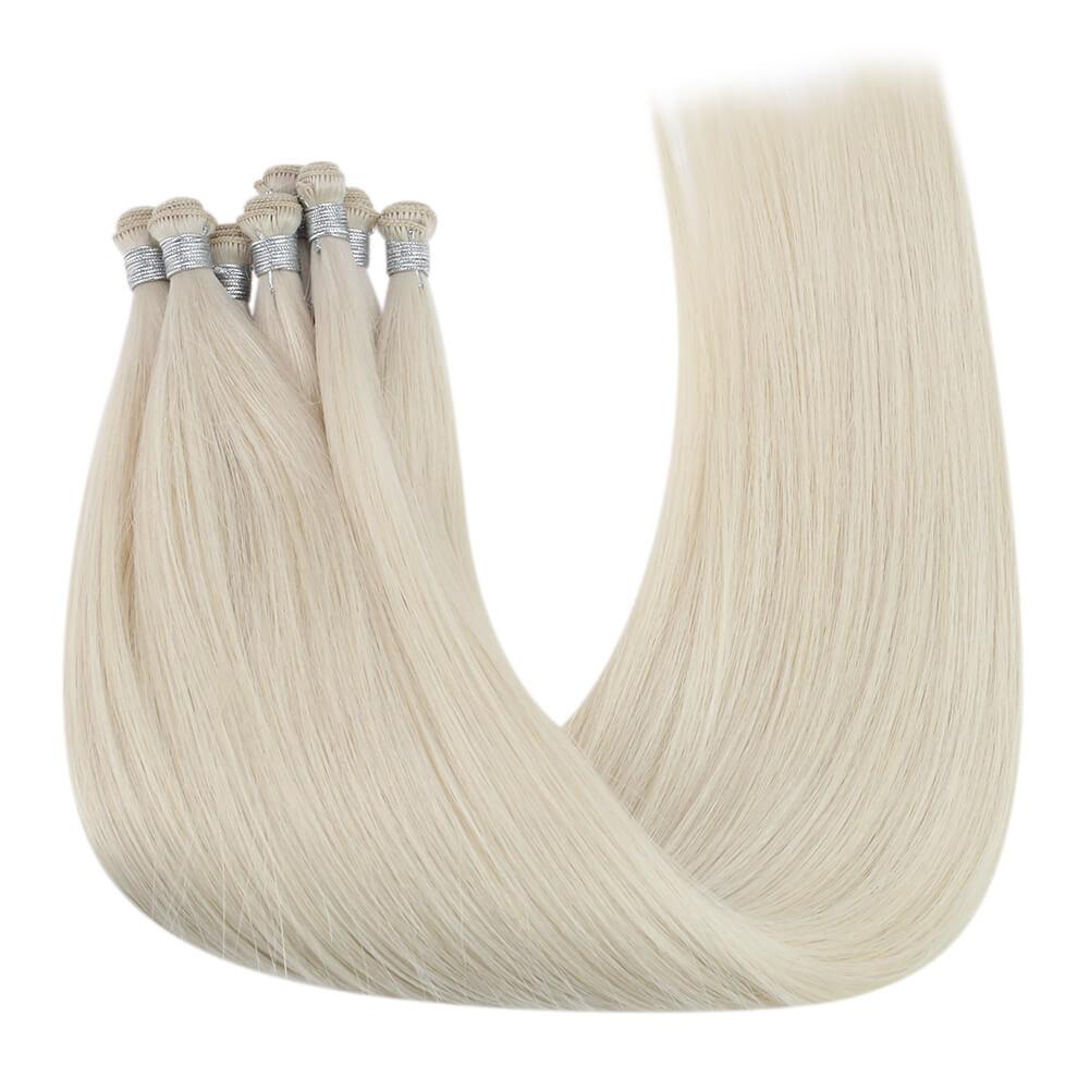 Weft Extensions Platinum Blonde Real Hair Extensions