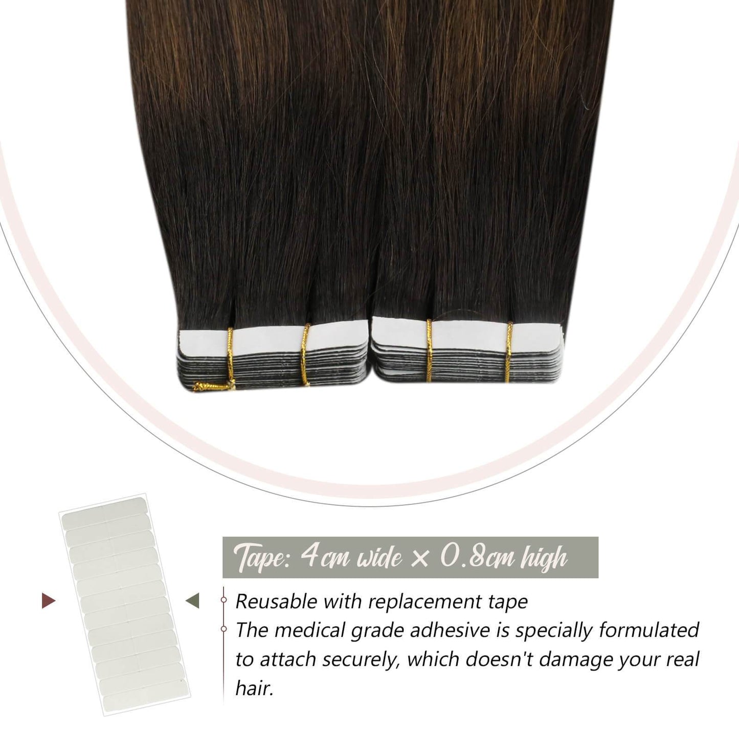 Tape in Hair Extensions Human Hair 14 Inch Balayage Color