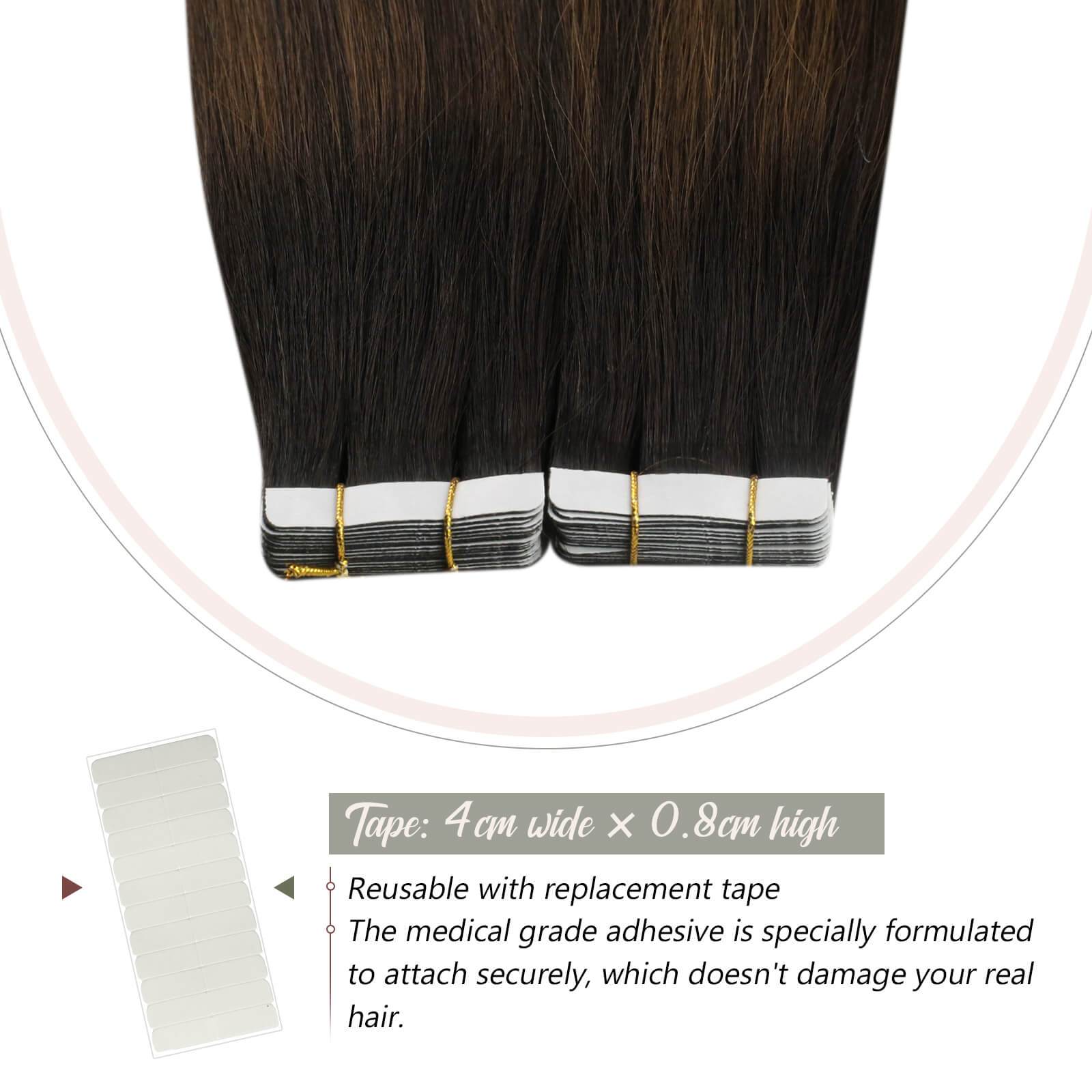 Tape in Hair Extensions Human Hair 14 Inch Balayage Color