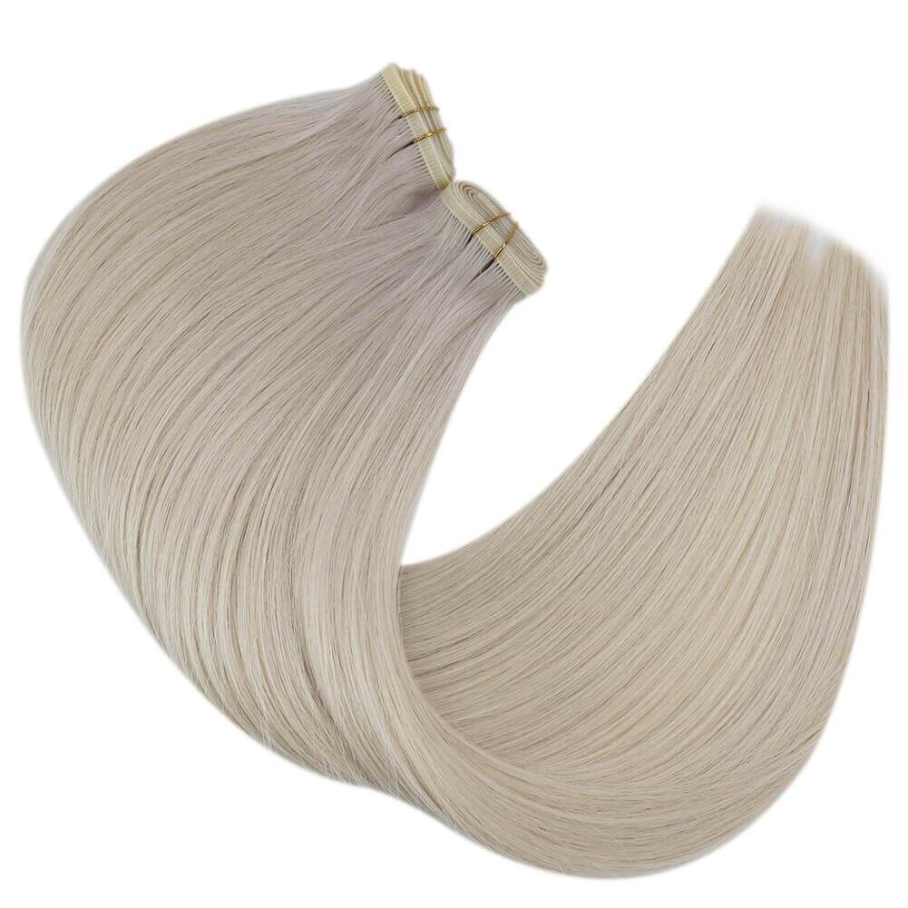 thick flat hair weft sew in blonde extensions