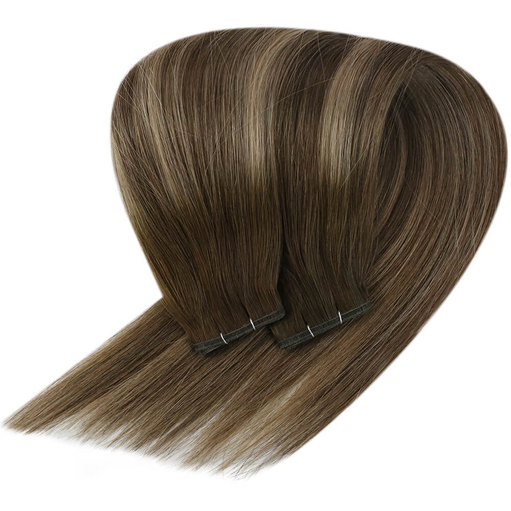 balayage virgin flat silk weft extensions