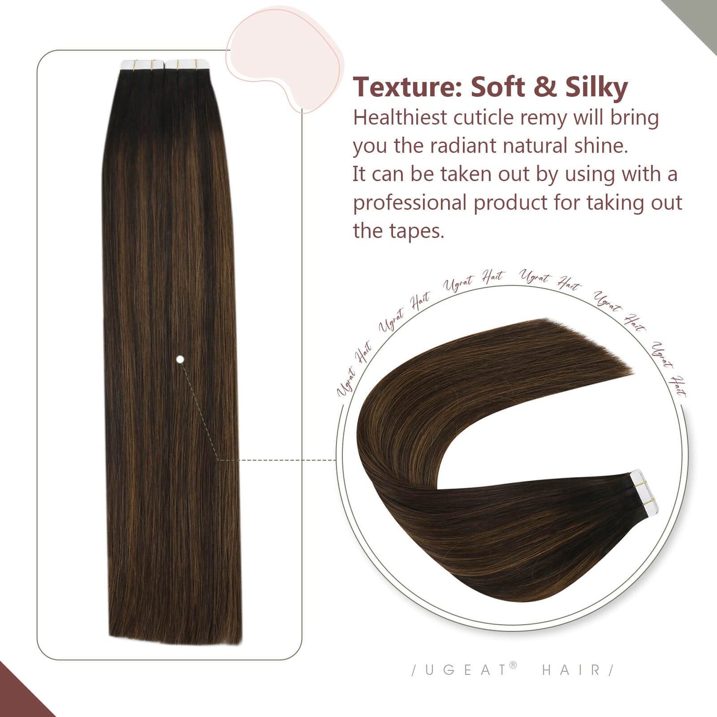 Darkest Brown with Medium Brown Remy Hair