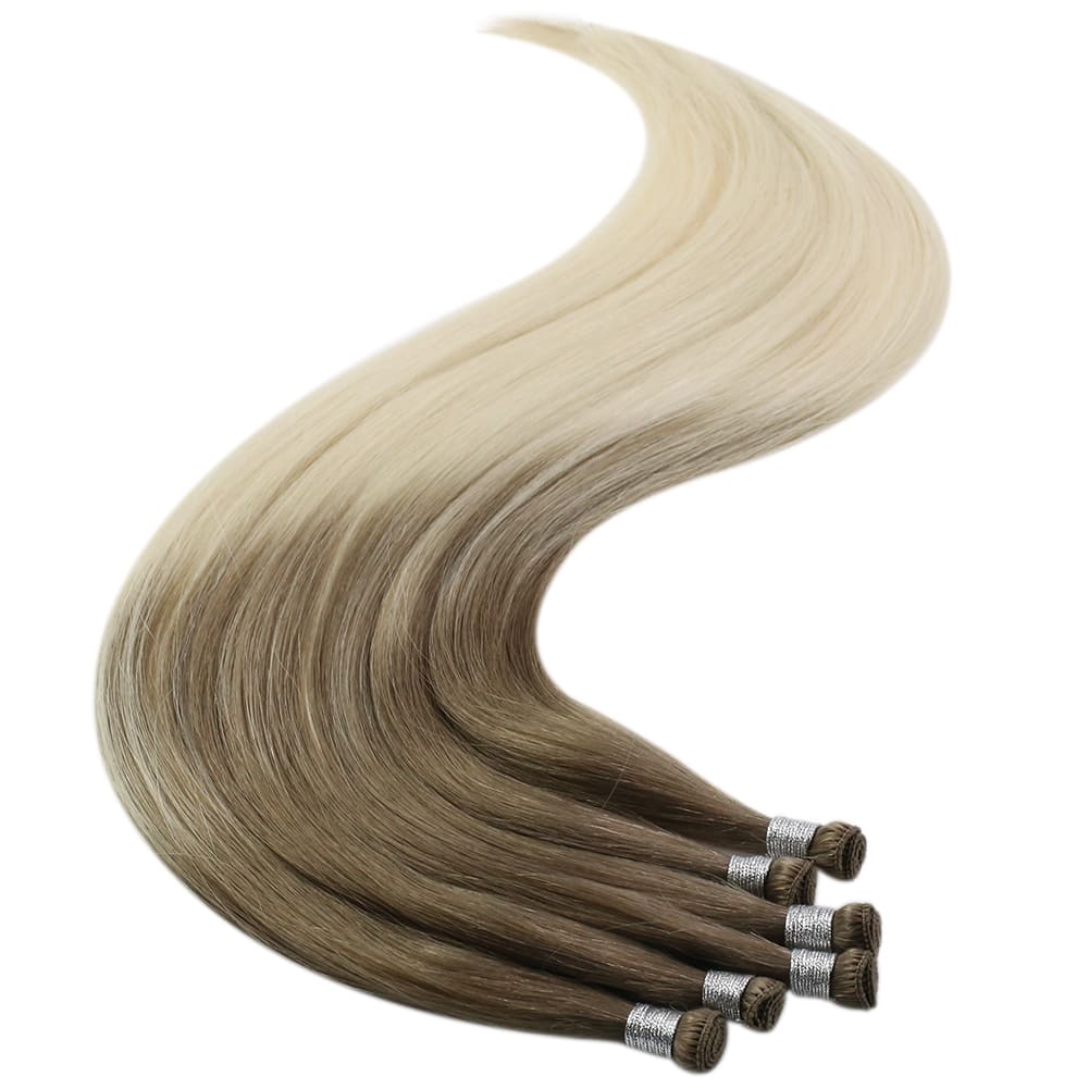 hand-tied weft human hair salon professional hair extensions