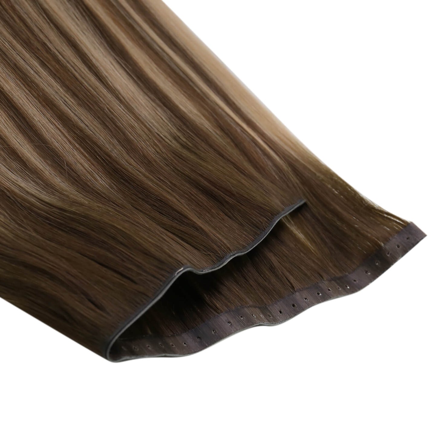 invisible injected human hair weft with hole