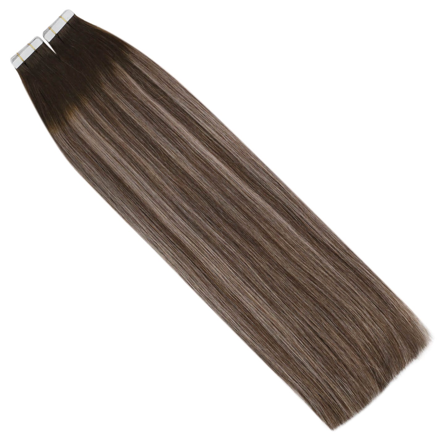 Balayage Color Darkest Brown to Ash Blonde with Platinum Blonde Glue in Human Hair