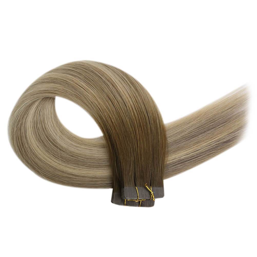 blonde balayage  tape in hair extensions virgin cuticle tape in hair extensions