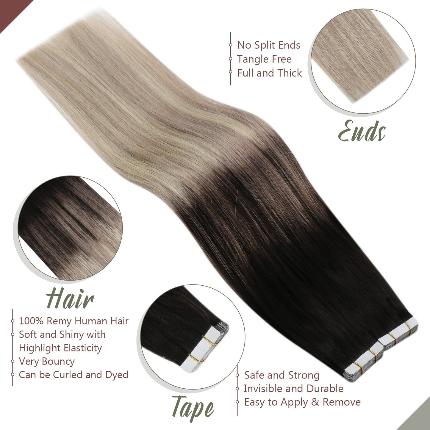 Glue in Hair Extensions Human Hair