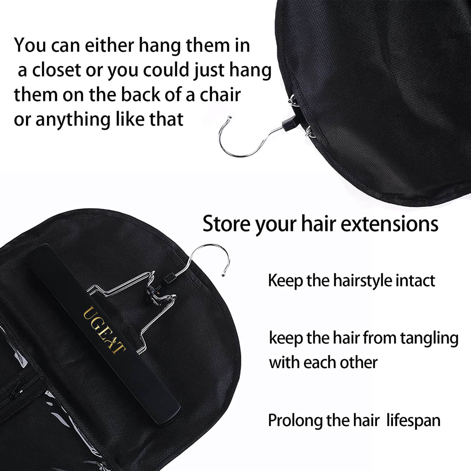 hair extensions holder with storage bag ugeat