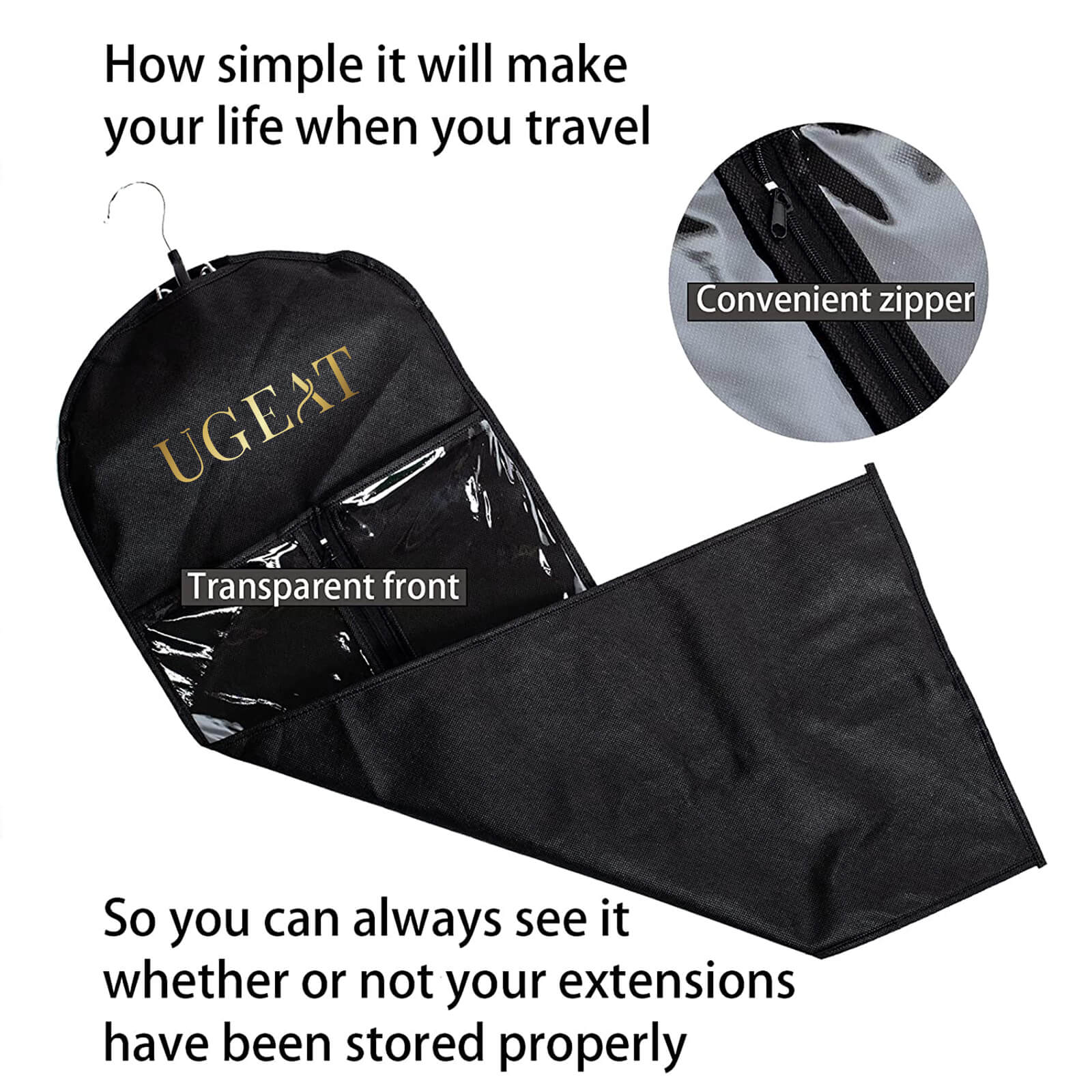hair extensions holder with storage bag ugeat