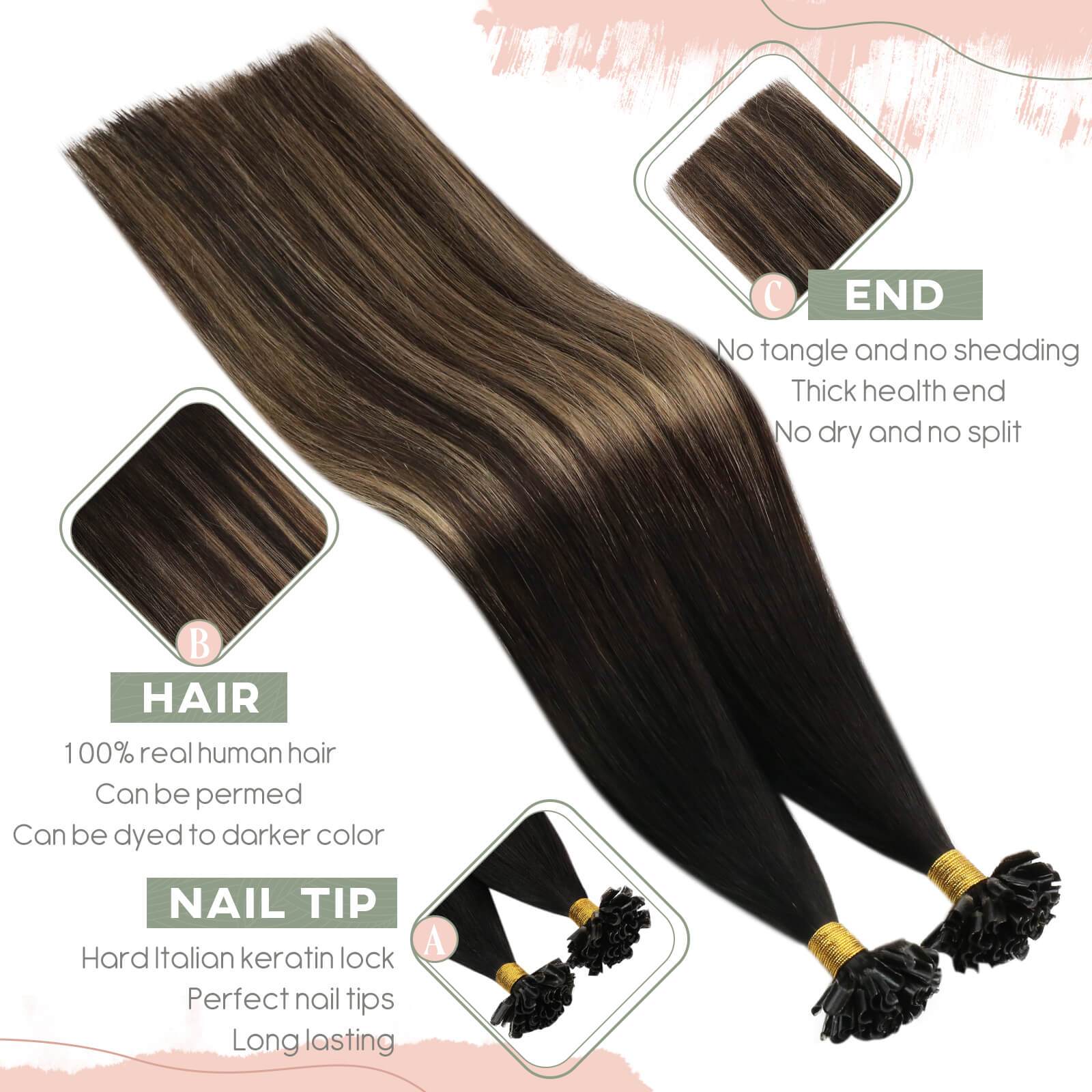 Balayage Off Black Ombre to Brown and Caramel Blonde