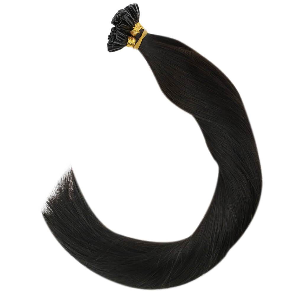 Virgin+ U tip Pre Bonded Hair Extensions Off Black Remy Hair #1b