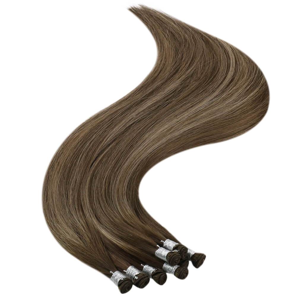 hair extensions brown balayage weft hand tied extensions