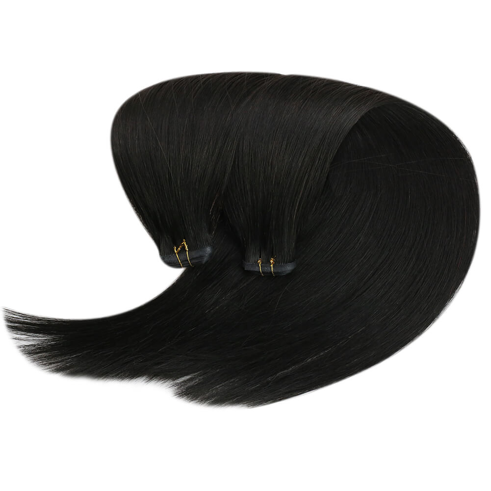 Off Black Flat Track Weft Hair Extensions For Women