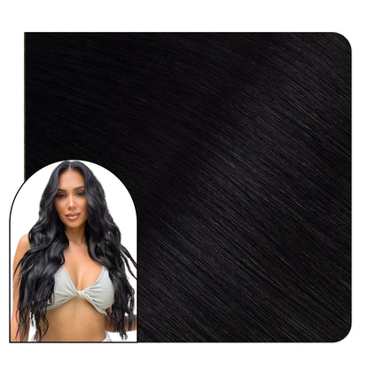 Clip in Hair Extensions Real Human Hair Jet Black Straight Hair