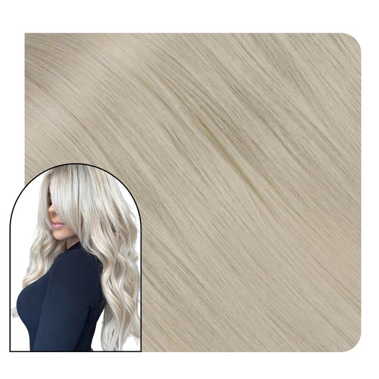 Flat Silk Weft Hair Extensions Real Virgin Hair Platinum Blonde #60A