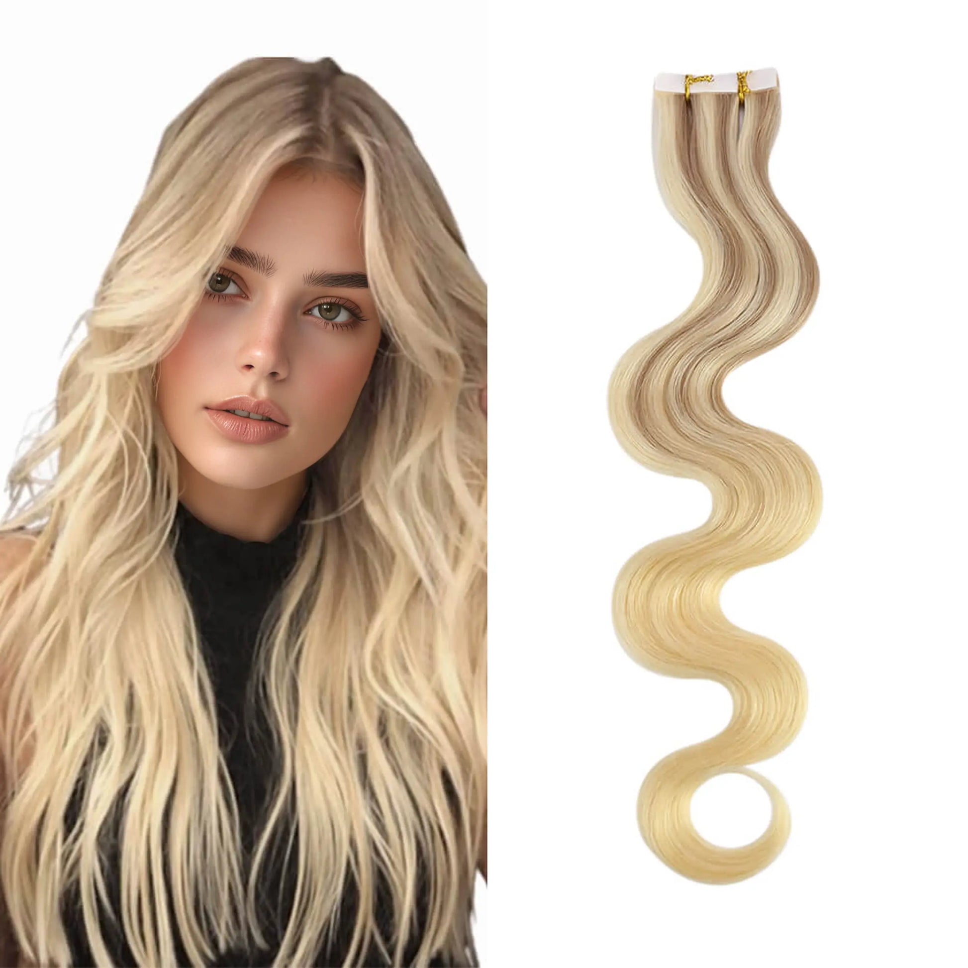 Body Wavy Seamless Injection Tape in Extensions Balayage Blonde #18/22/60