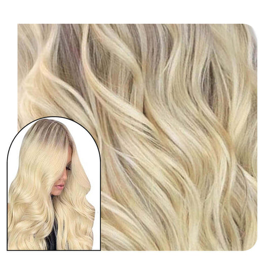 injection tape in hair balayage blonde color  professional curly hair extensions