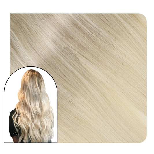 Nordic Flat Silk Weft Hair Extensions Balayage Ombre Virgin Hair Blonde 18/22/60