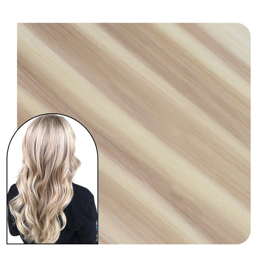 Piano Color Ash Blonde with Bleach Blonde Tape in Hair Extensions