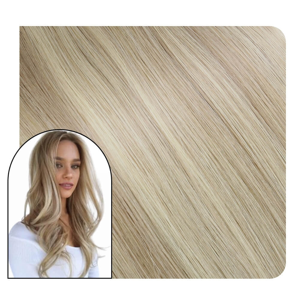 Weft Hair Extensions Sew in Highlighed 100% Human Hair #18/613