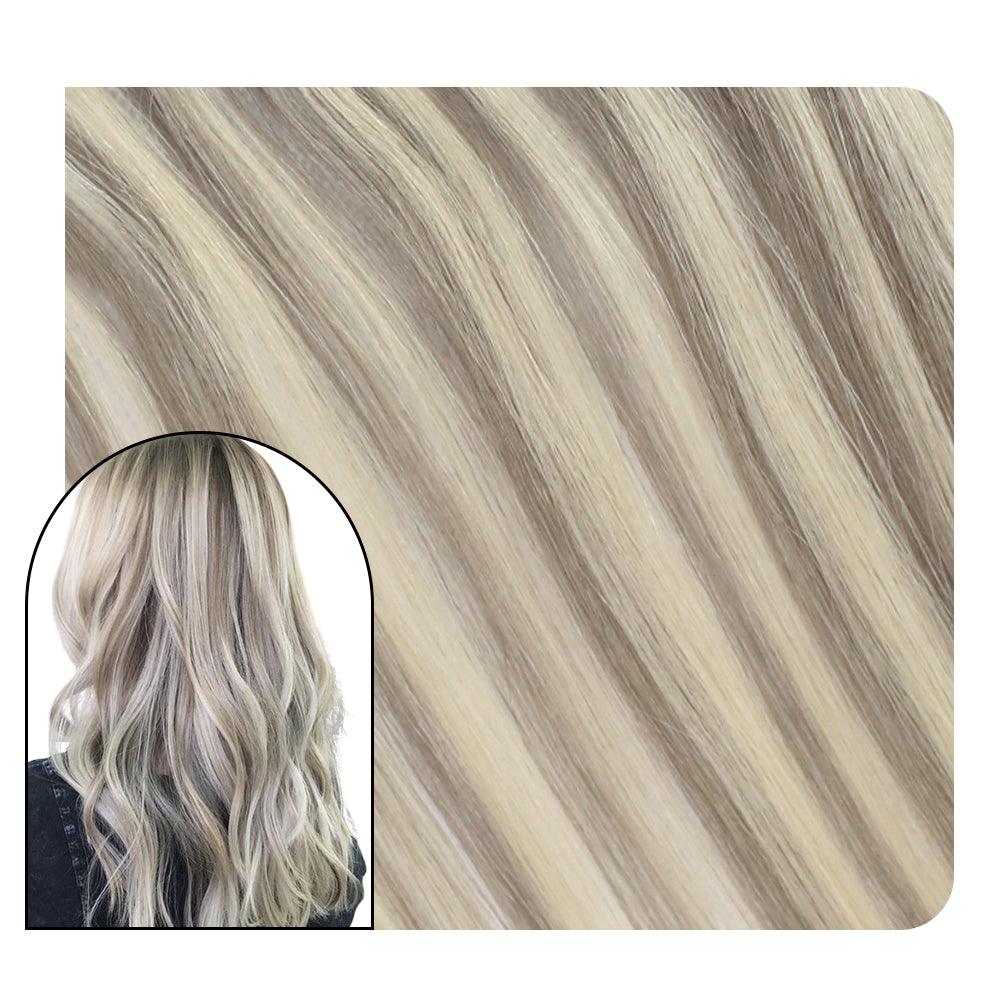 Seamless Injection Tape in Hair Extensions Virgin Hair Silver with Blonde P19a/60 highlight tape in hair extensions