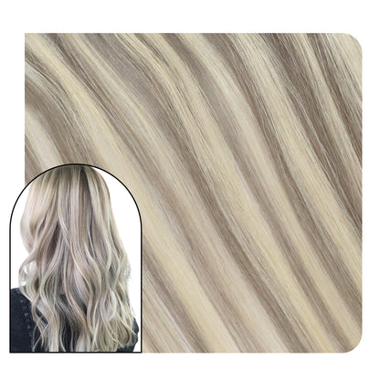 Seamless Injection Tape in Hair Extensions Virgin Hair Silver with Blonde P19a/60 highlight tape in hair extensions