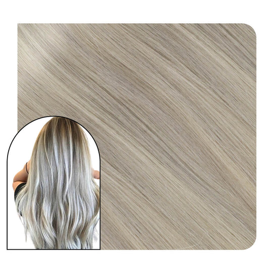[Virgin+] Seamless Weft Flat Silk Weft Hair Extensions Virgin Hair Silver Blonde 19A/60