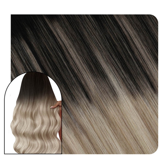 Micro Loop Extensions Fusion Human Hair Balayage Black to Blonde