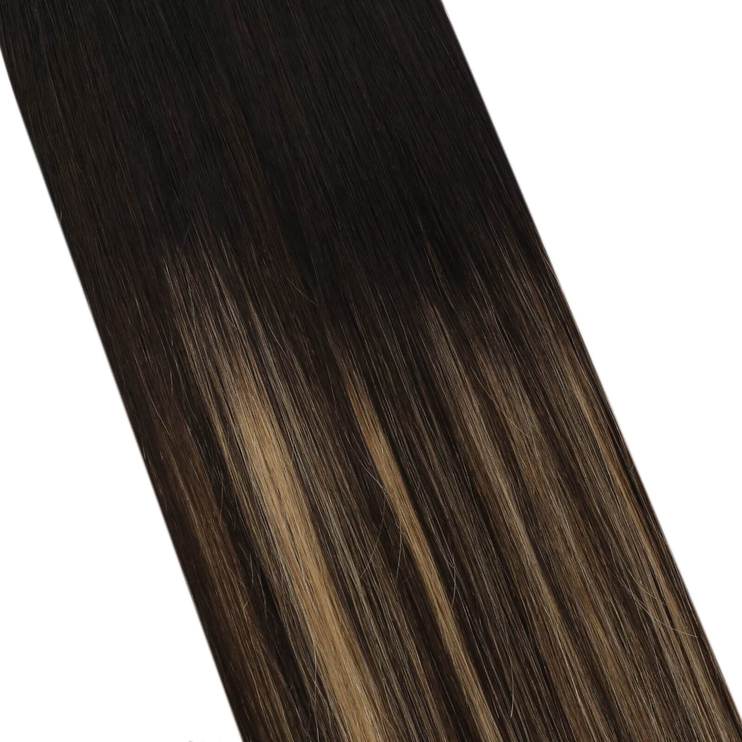 Flat tip Keratin Hair Extensions Black with Brown and Blonde #1b/4/27