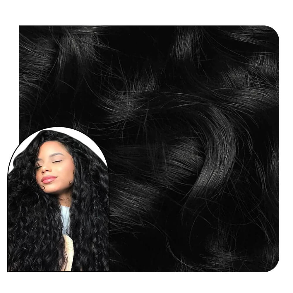 Tape in Hair Extensions Human Hair 20 Inch Tape in Black Hair Extensions