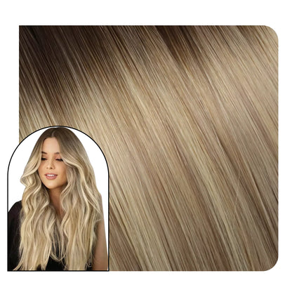 Brown Blonde Balayage Clip in Hair Extensions For Fine Hair  2/18/22