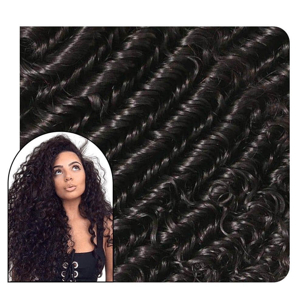 Curly Clip ins Hair Extensions Human Hair #2 Darkest Brown Color Sale